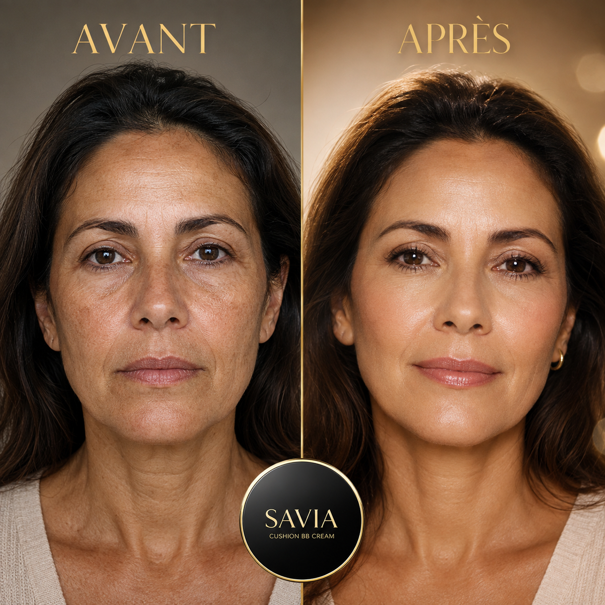 SAVIA Cushion BB Cream - Avant Après transformation peau mature